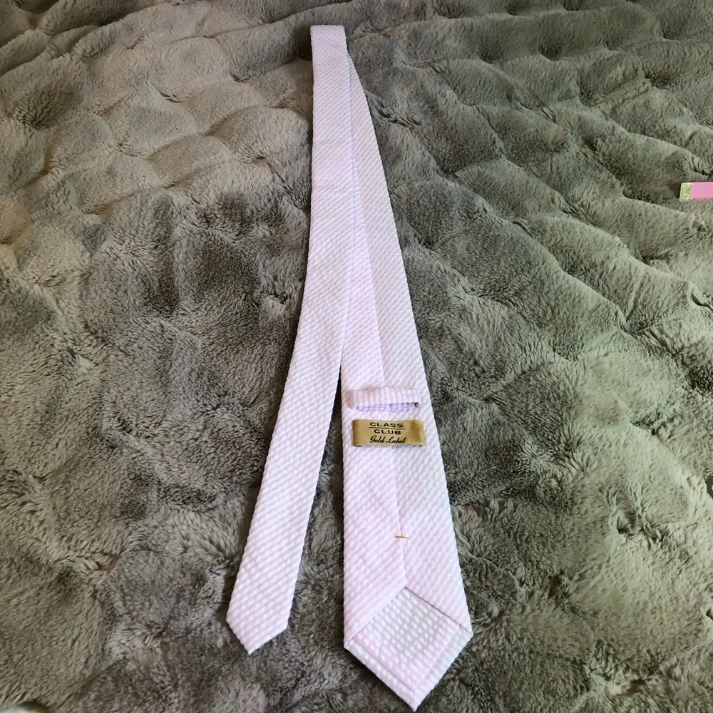 NWOT Boys Pink & White Seer Sucker Tie‎ Class Club Gold Label. Spring/Easter